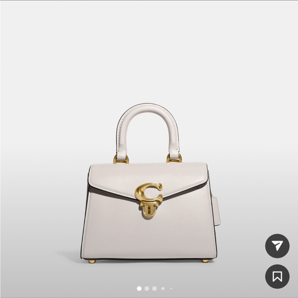 NWT Coach Purse handbag Sammy 21 Top Handle Bag white leather beige cream NEW